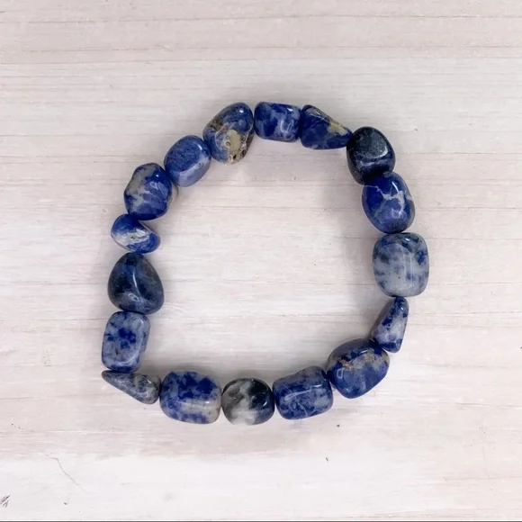 Sodalite Polished Stone Stretch Bracelet - Picture 6 of 6